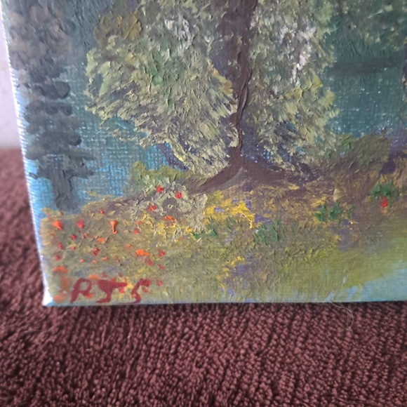 Bob Ross Inspired Hand Painted Canvas Oil Paint Landscape - Picture 2 of 5